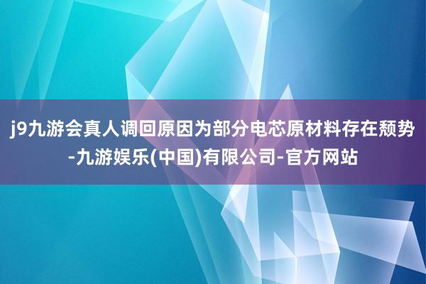 j9九游会真人调回原因为部分电芯原材料存在颓势-九游娱乐(中国)有限公司-官方网站
